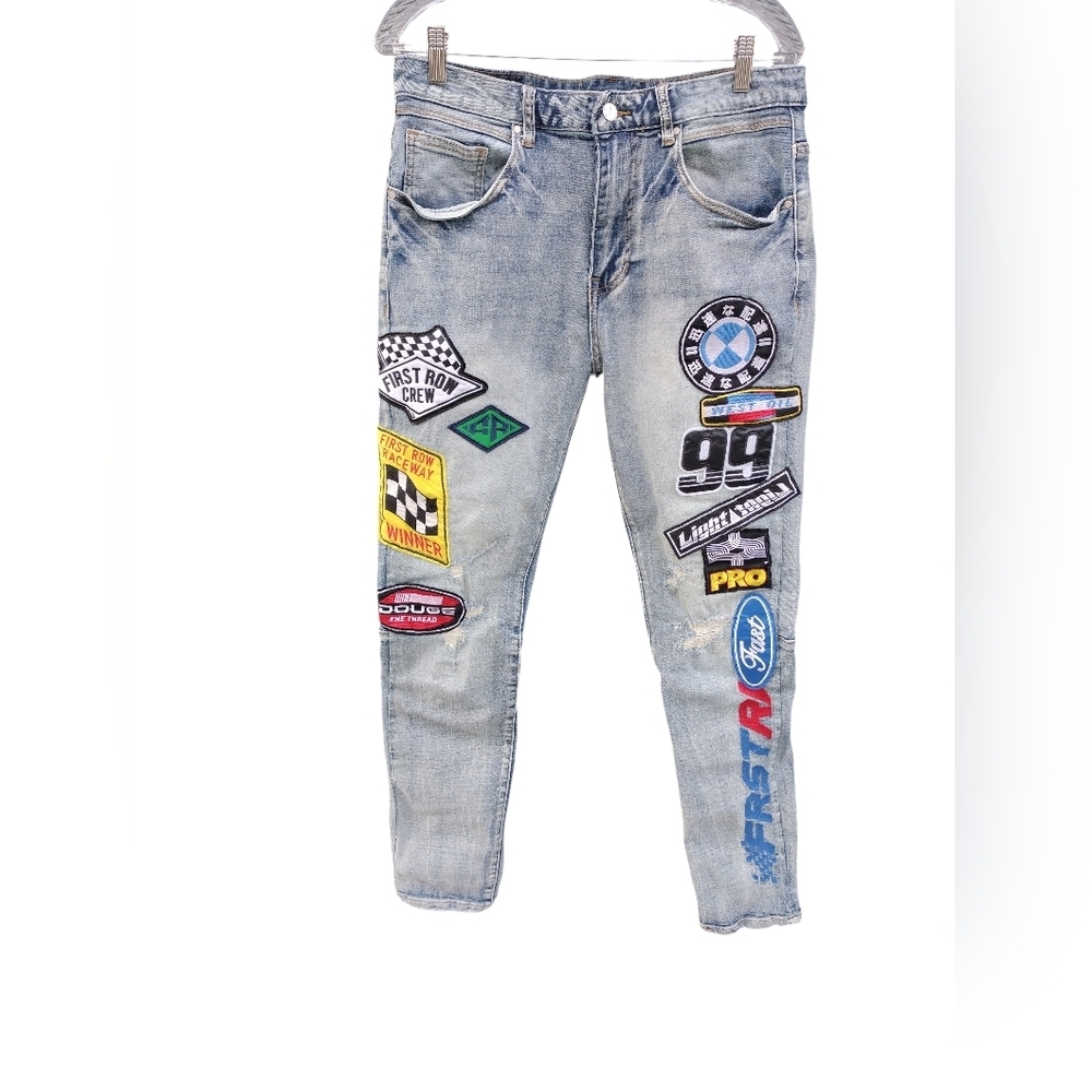 FIRST ROW Graphic Denim Racing Jeans - Picture 4 of 14